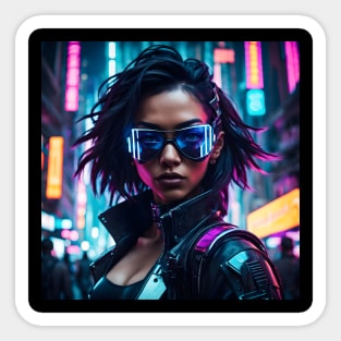 Black Cyberpunk Girl Sticker